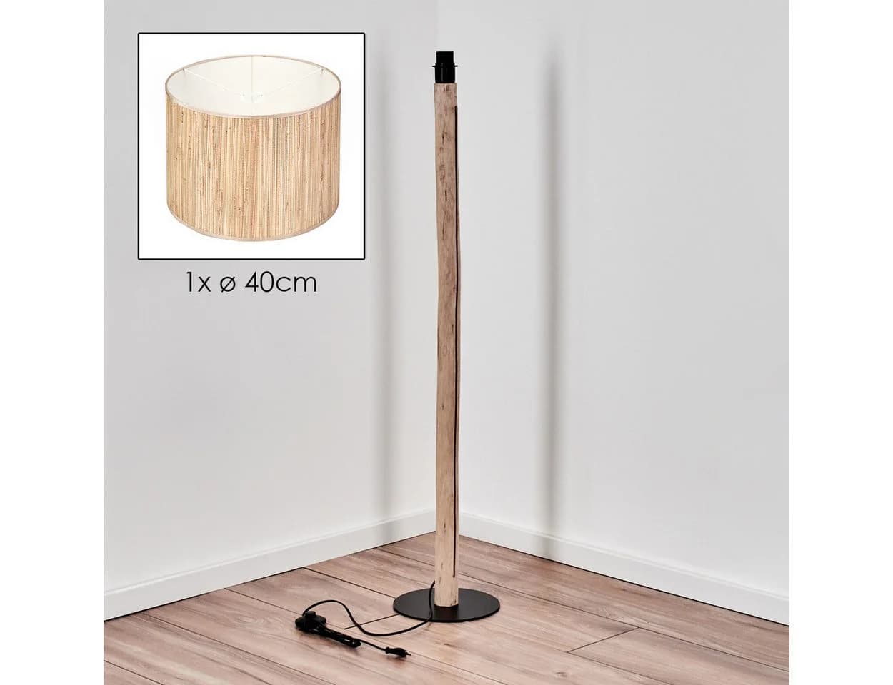 hofstein Stehlampe Boho-Design Schwarz/Beige E27 - Bild 5