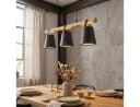 hofstein Hängeleuchte Hängelampe Boho/Retro 3x E27 Schwarz/Natur/Weiß Bild 2