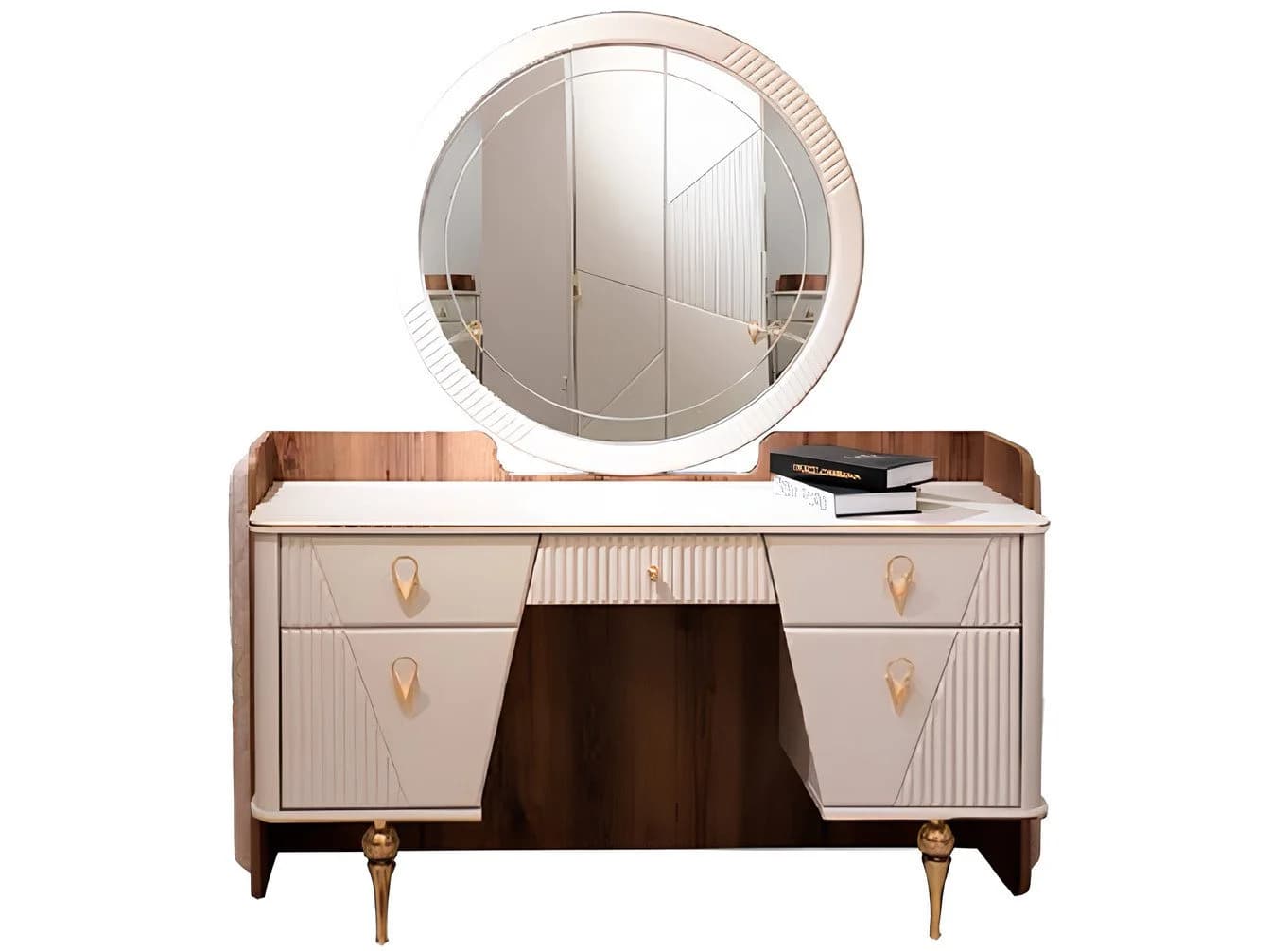 Xlmoebel Schminktisch mit Spiegel Beige/Braun Elegantes Design