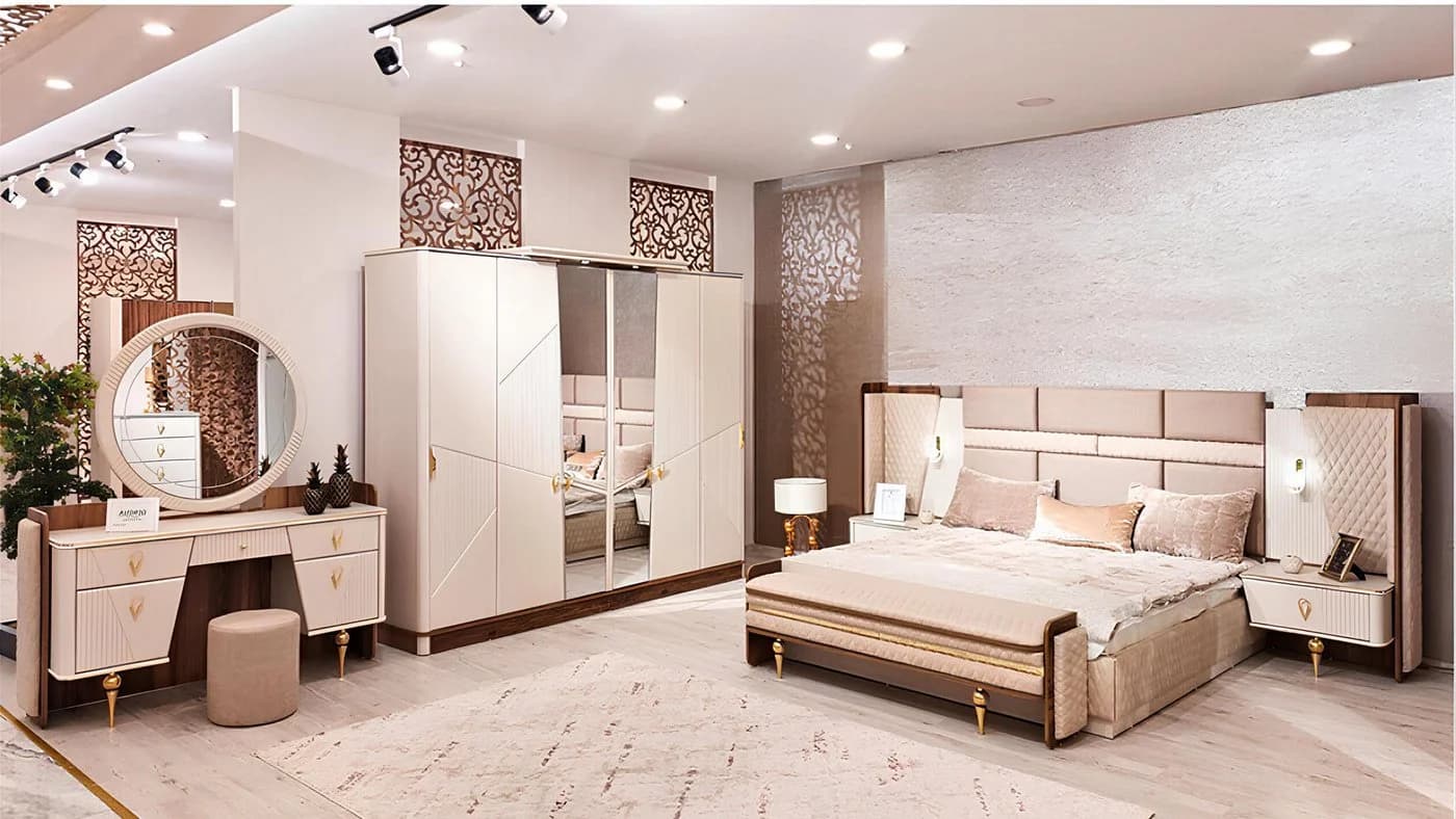 Xlmoebel Schminktisch mit Spiegel Beige/Braun Elegantes Design - Bild 2