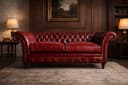 Xlmoebel Chesterfield-Sofa 3-Sitzer Leder Bordeaux Rot Bild 1