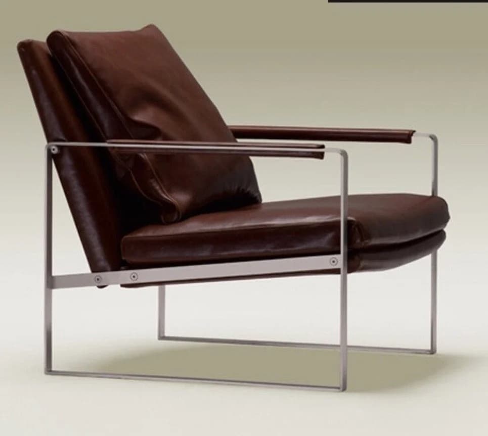 JVmoebel Design Sessel Relax Braun Echtleder