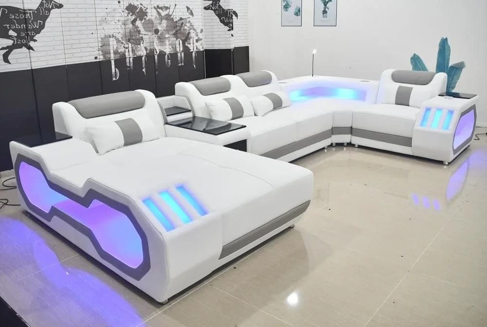 Xlmoebel Leder-Ecksofa Wohnlandschaft Modern Elegante Polsterung