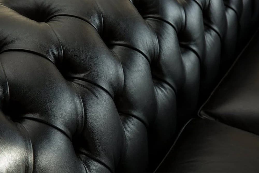 JVmoebel 3-Sitzer Chesterfield Sofa Schwarz Kunstleder