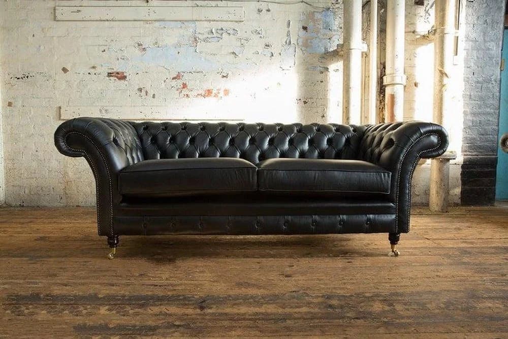 JVmoebel 3-Sitzer Chesterfield Sofa Schwarz Kunstleder - Bild 2