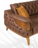 JVmoebel Chesterfield-Sofa Braun Leder mit Zierkissen Bild 3