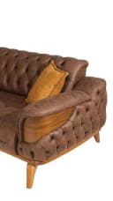 JVmoebel Chesterfield-Sofa Braun Leder mit Zierkissen Bild 4