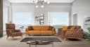JVmoebel Chesterfield-Sofa Braun Leder mit Zierkissen Bild 5
