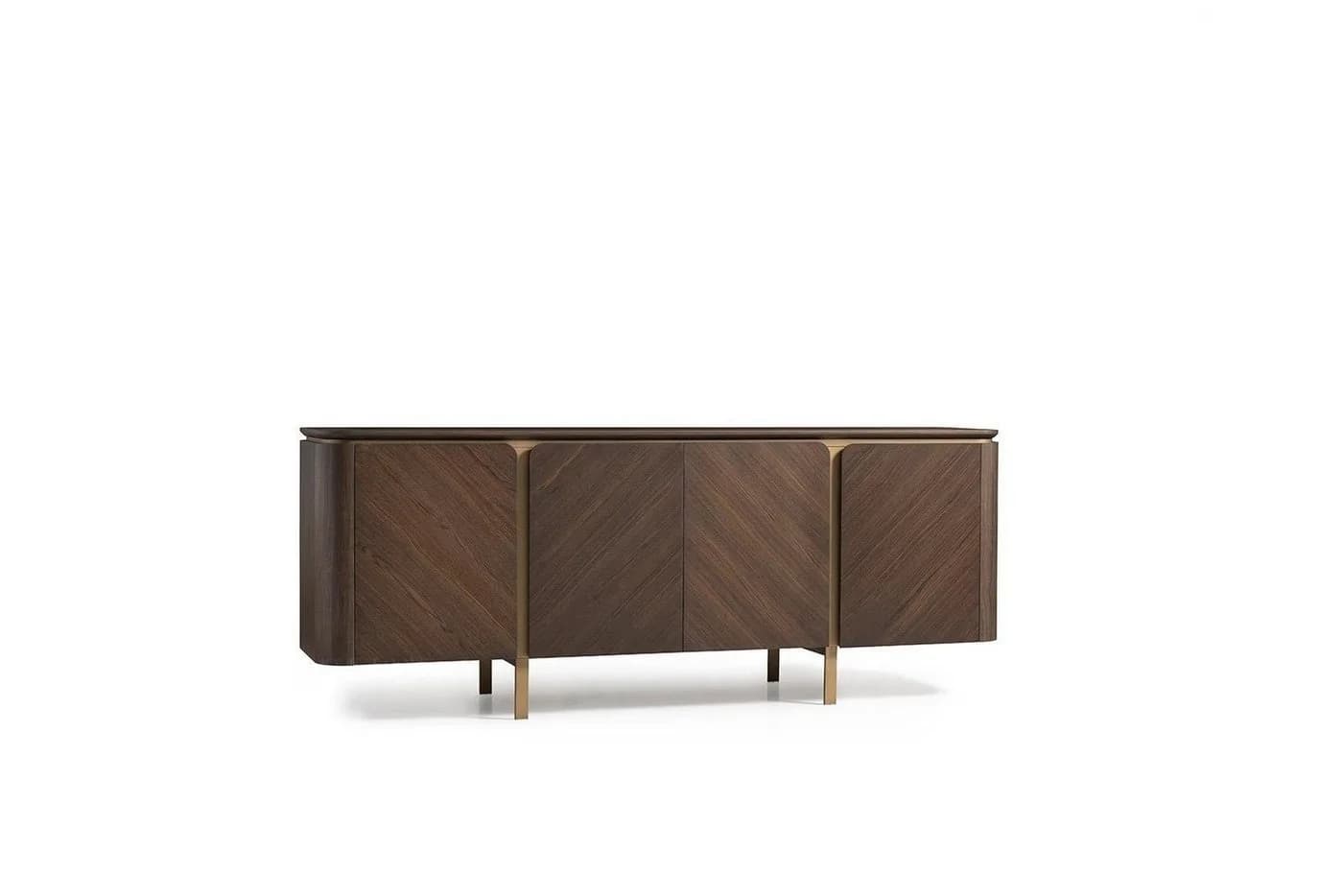 JVmoebel Sideboard Braun mit Goldenen Füßen Modernes Design