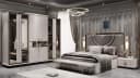 JVmoebel Schlafzimmer-Set 5-tlg. Grau Polsterbett Kleiderschrank Bild 1