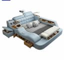 JVmoebel Polsterbett Multifunktional Beige Leder Holzrahmen Modern Bild 2