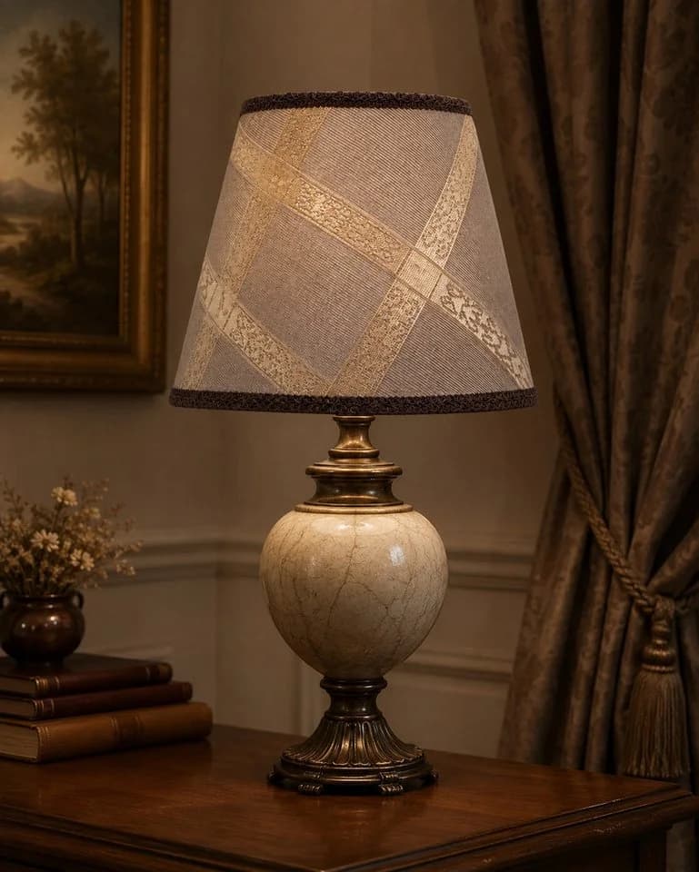 JVmoebel Vintage Jacquard Lampenschirm Braun-Beige