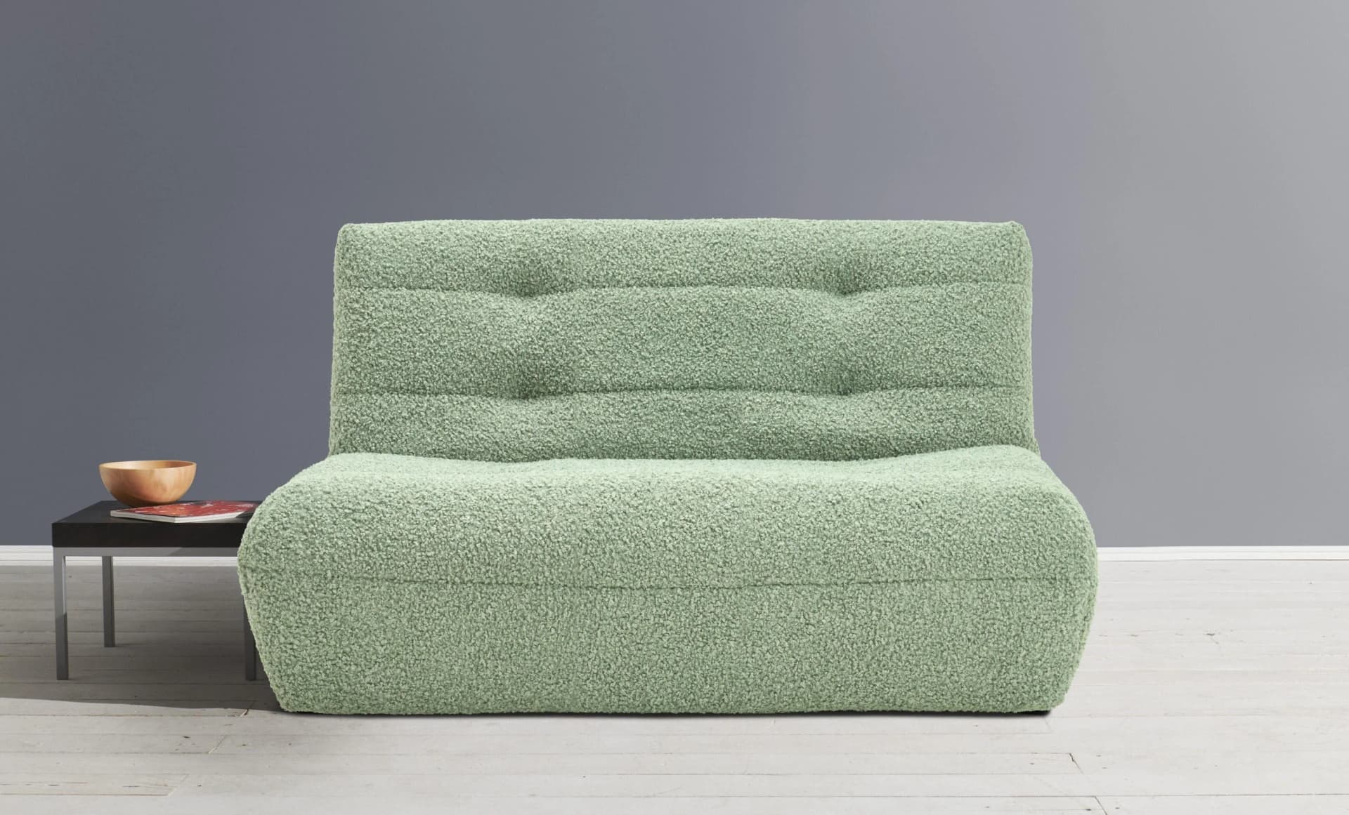ELL + ELL Schlafsofa Vanja Grün-Blau Bouclé 2-Sitzer