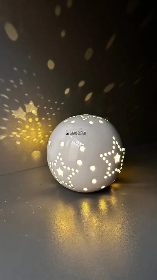 TIZIANO Deko Lichtkugel Tazzola LED Creme Keramik - Bild 4