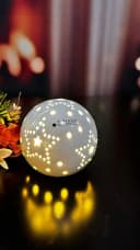 TIZIANO Deko Lichtkugel Tazzola LED Creme Keramik Bild 5
