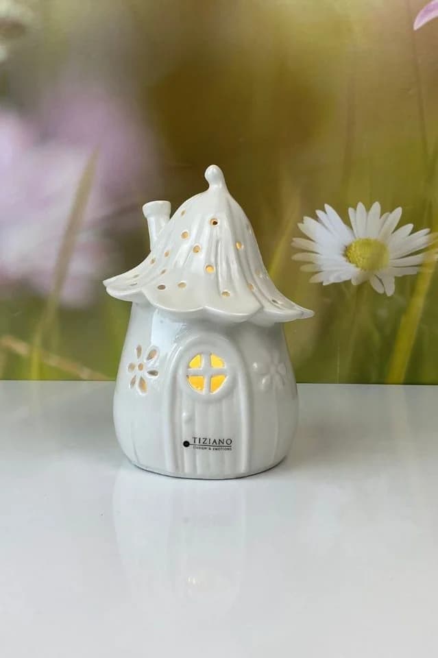 TIZIANO Solina LED Lichthaus Creme-Weiß Keramik
