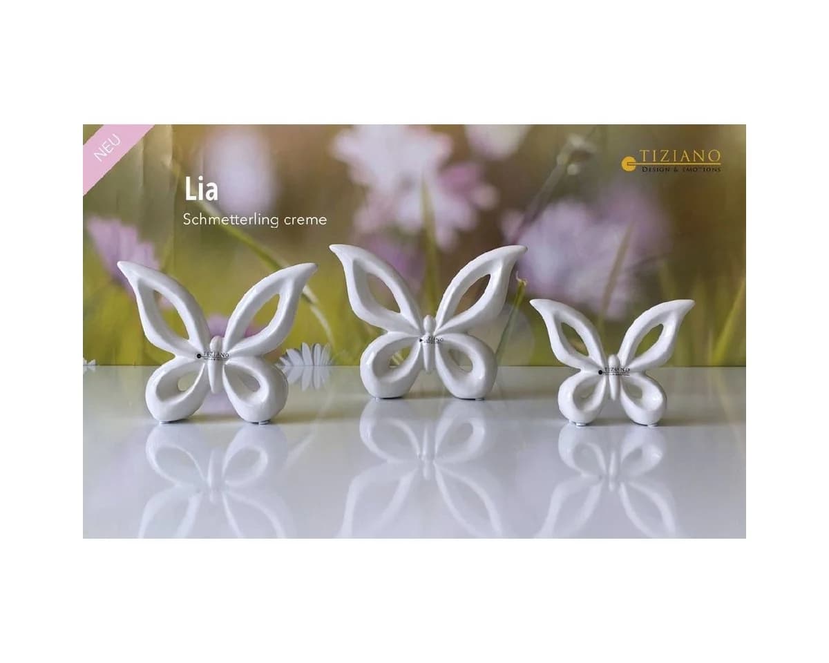 TIZIANO Schmetterling Lia - Keramik Tierfigur Creme-Weiß