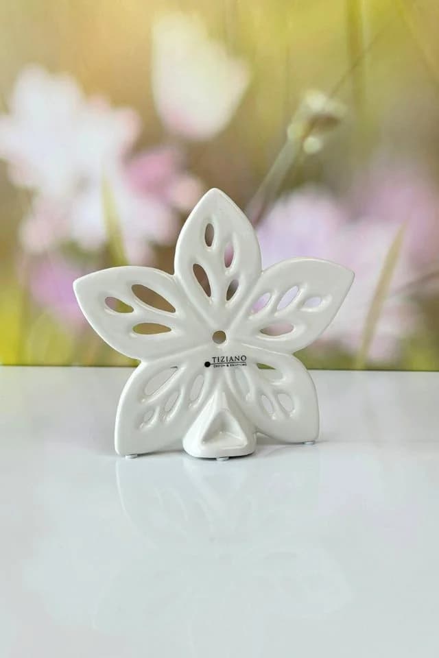 TIZIANO Dekofigur Elara Blume Creme-Weiß Keramik - Bild 4