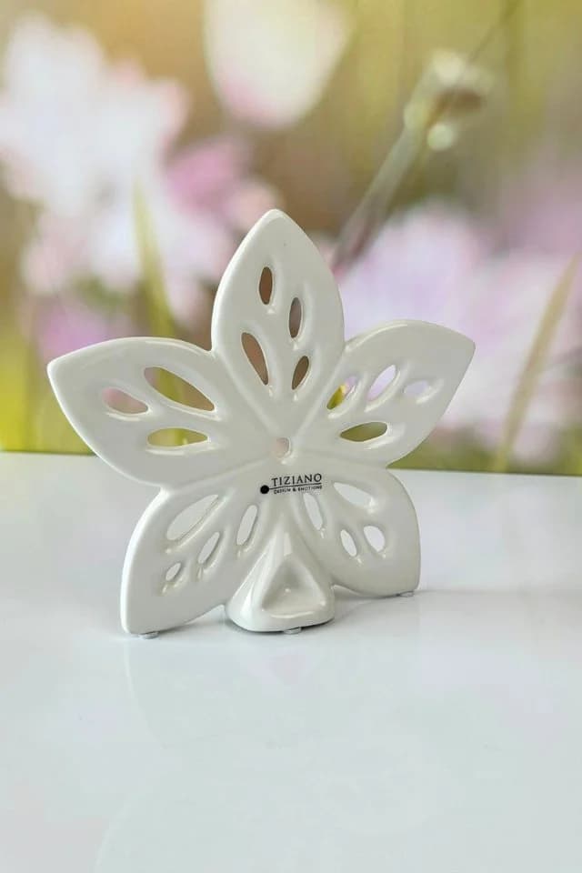 TIZIANO Dekofigur Elara Blume Creme-Weiß Keramik - Bild 5