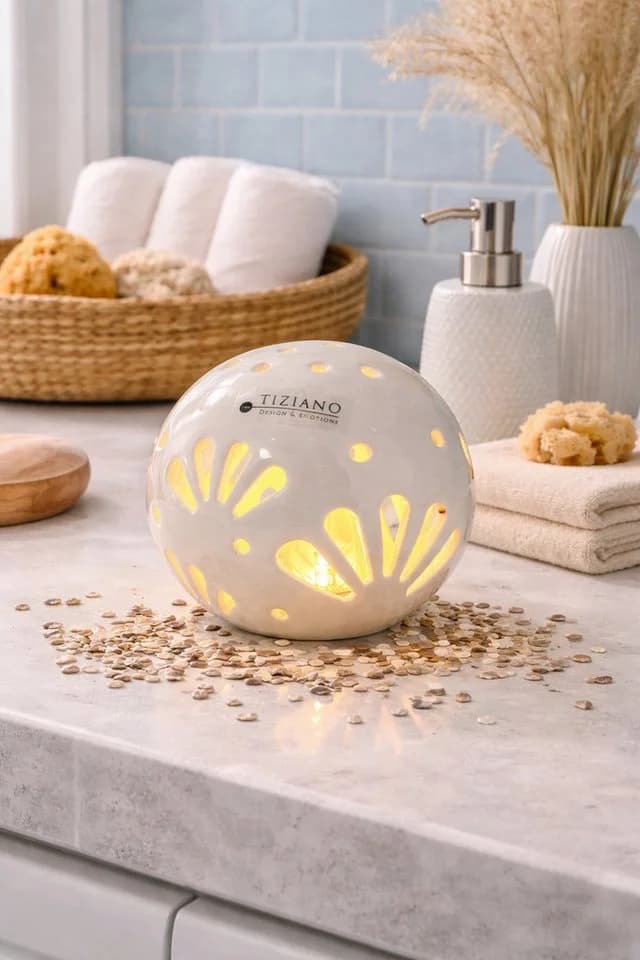 TIZIANO LED Dekofigur Lichtkugel Volano Creme-Weiß