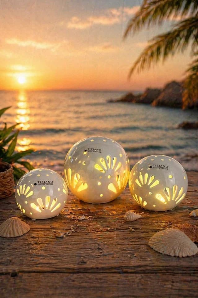 TIZIANO LED Dekofigur Lichtkugel Volano Creme-Weiß - Bild 3