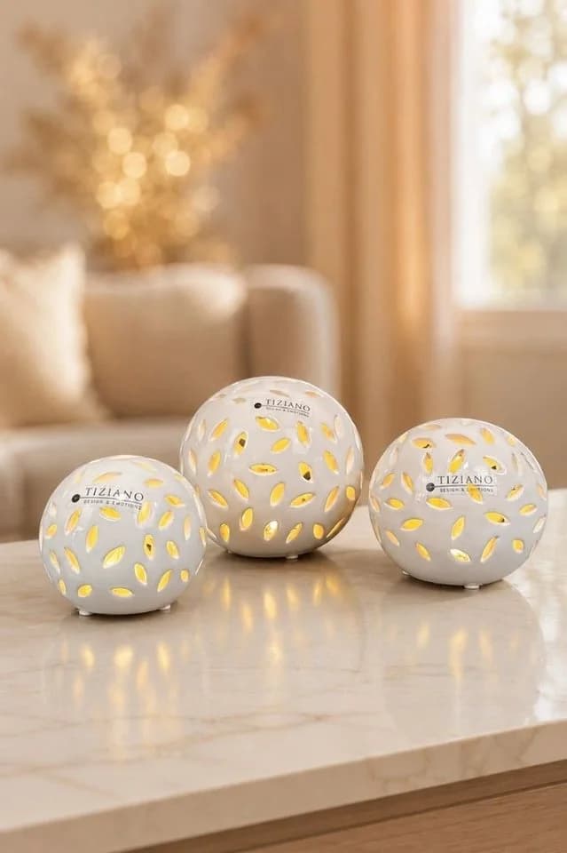 TIZIANO Lichtkugel Villari LED weiß-creme Keramik - Bild 2