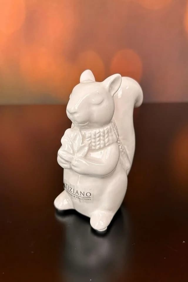 TIZIANO Dekofigur Eichhörnchen Robert mit Schal Creme-Weiß Keramik - Bild 2