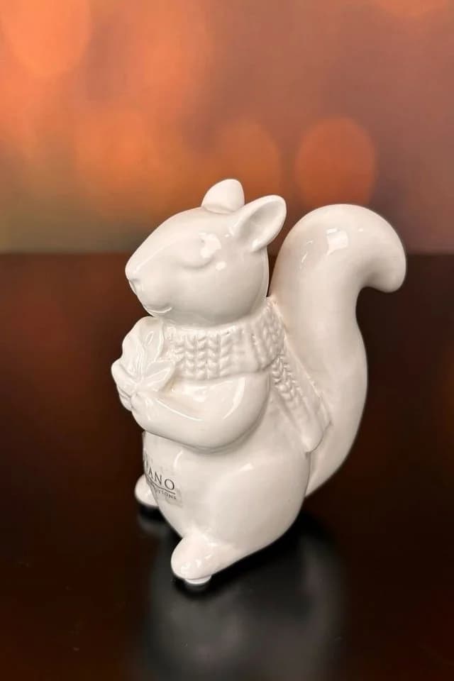 TIZIANO Dekofigur Eichhörnchen Robert mit Schal Creme-Weiß Keramik - Bild 4