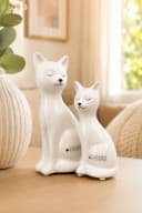 TIZIANO - DESIGN & EMOTIONS Dekofigur Katze Felix creme-weiß Keramik Bild 1