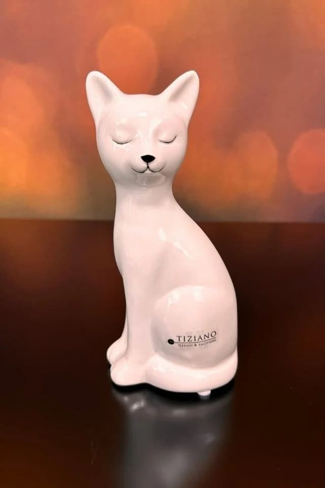 TIZIANO - DESIGN & EMOTIONS Dekofigur Katze Felix creme-weiß Keramik - Bild 2