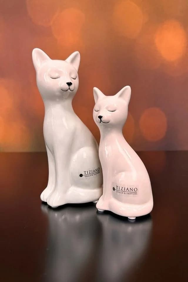 TIZIANO - DESIGN & EMOTIONS Dekofigur Katze Felix creme-weiß Keramik - Bild 3