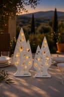 TIZIANO Dekoobjekt Doppelbaum Cipresso LED weiß-creme Keramik Bild 1