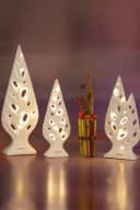 TIZIANO Dekoobjekt Doppelbaum Cipresso LED weiß-creme Keramik Bild 4