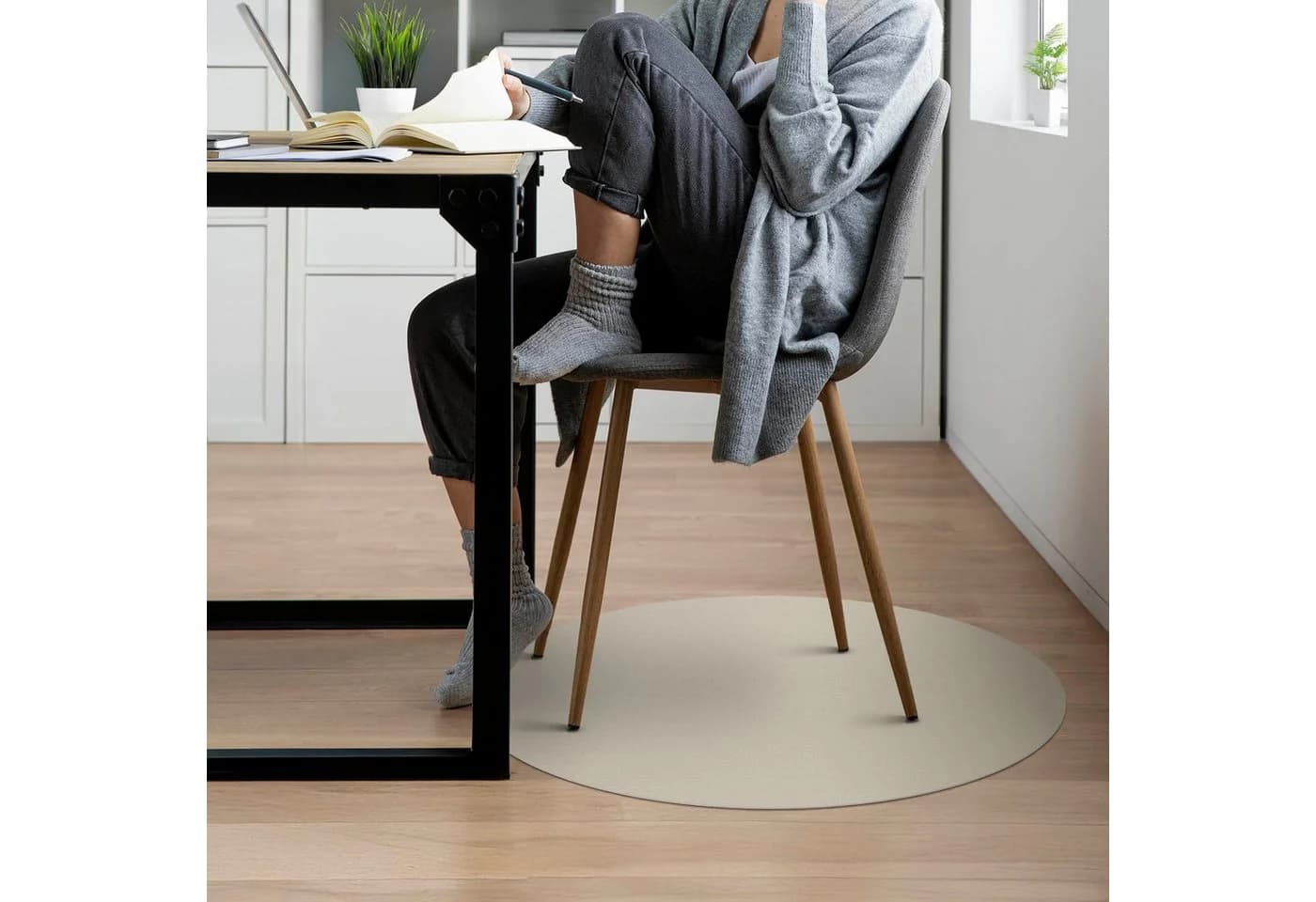 Tulup Bodenschutzmatte Bürostuhlunterlage Beige Vinyl - Bild 3