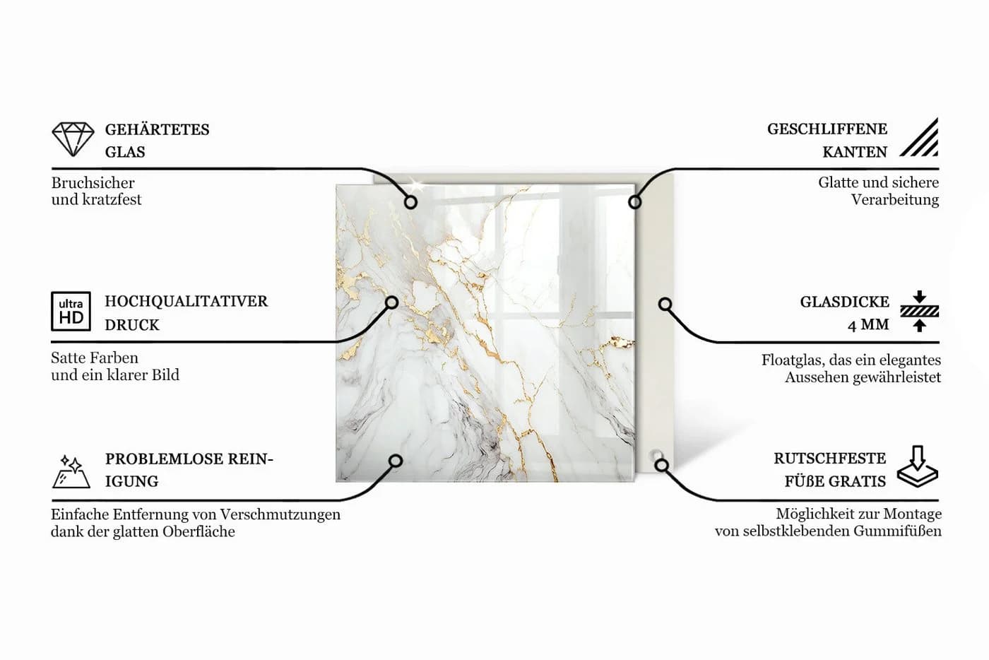 Tulup Glasplatte für Couchtisch Transparent Gehärtetes Glas - Bild 5