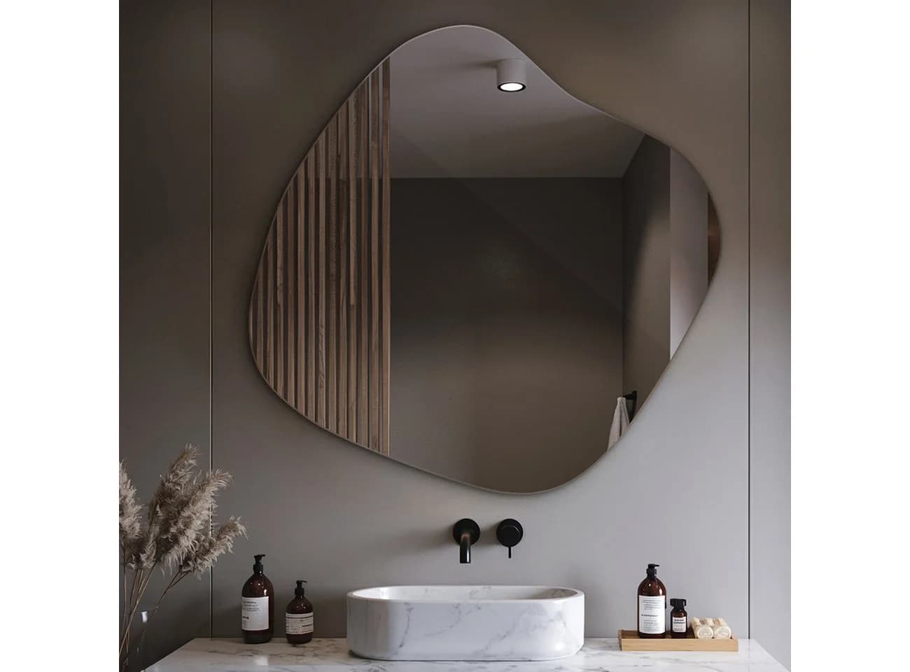 Tulup Wandspiegel Asymmetrisch Unregelmäßig Floatglas Modern - Bild 3