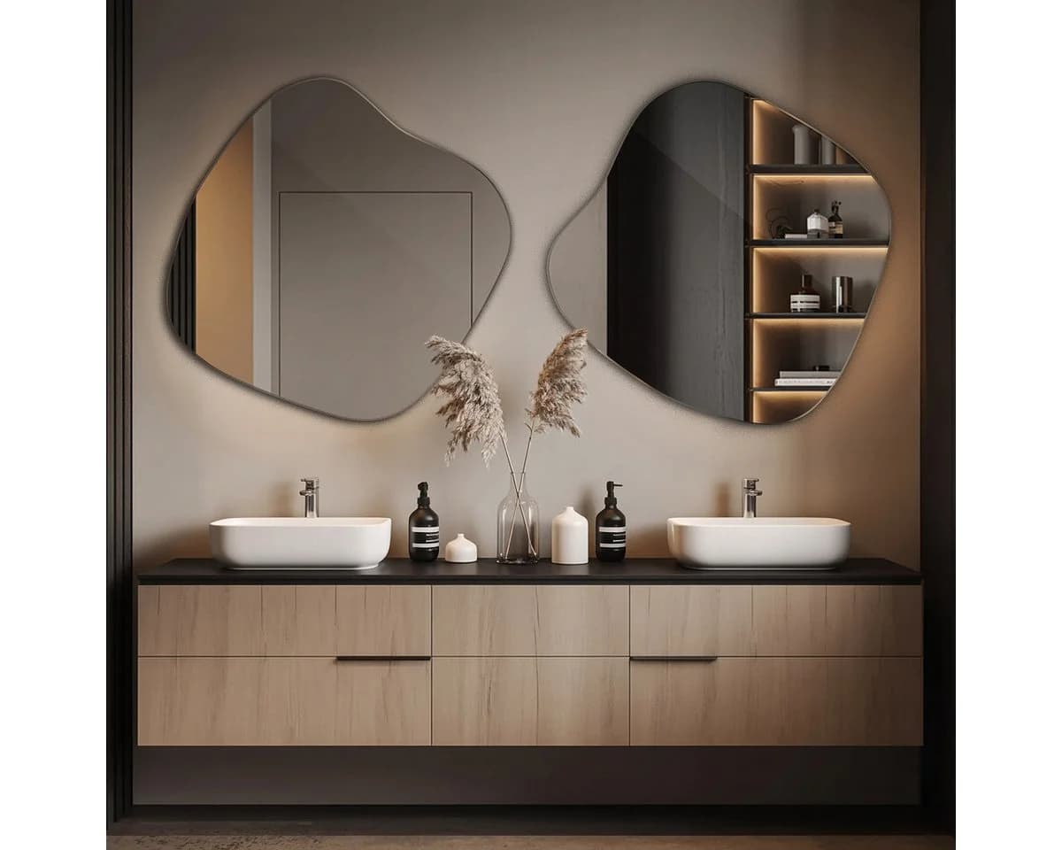 Tulup Wandspiegel Asymmetrisch Unregelmäßig Floatglas Modern - Bild 5