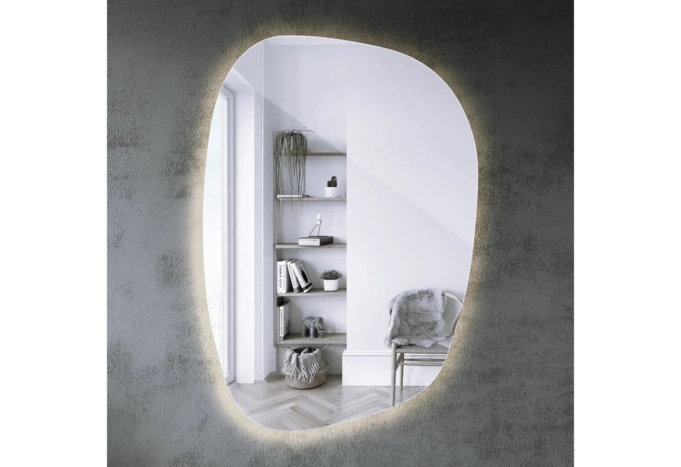 Tulup LED-Lichtspiegel Spiegel Klecksform Dekospiegel LED Organisch Organische, Warmes Licht LED