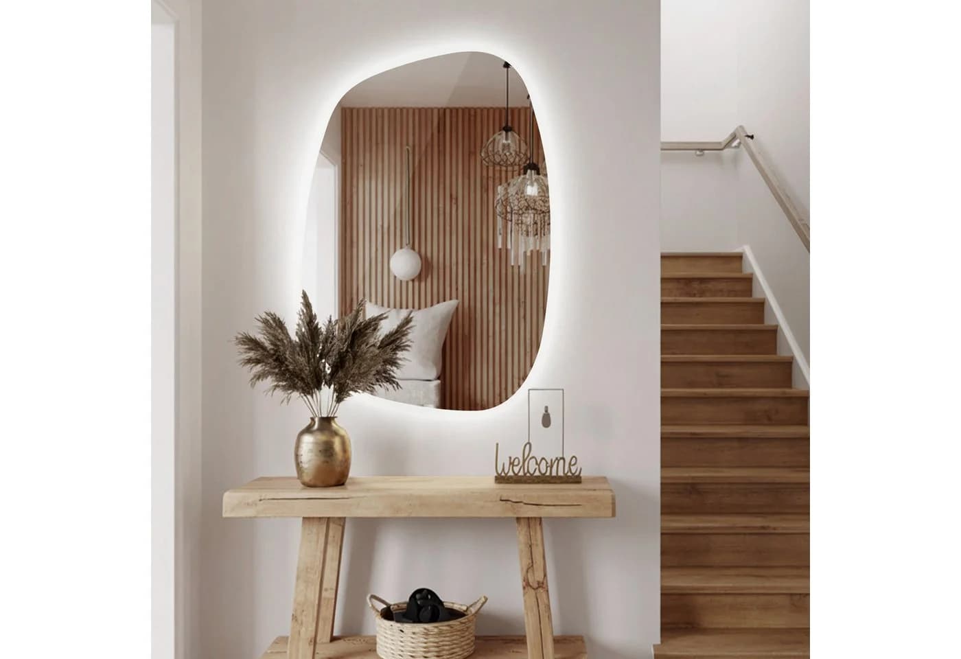 Tulup LED-Lichtspiegel Asymmetrische Klecksform mit Kaltweiß-Beleuchtung - Bild 5