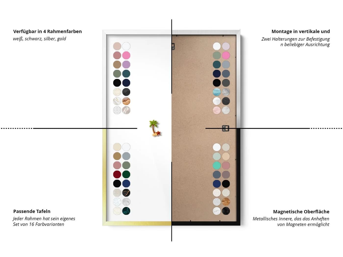 Tulup Magnettafel Braun mit schwarzem Rahmen - Bild 4