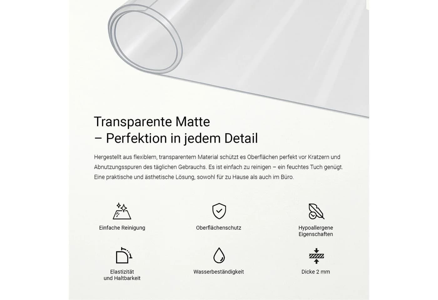 Tulup Schreibtischunterlage Transparent PVC Schutzmatte - Bild 3