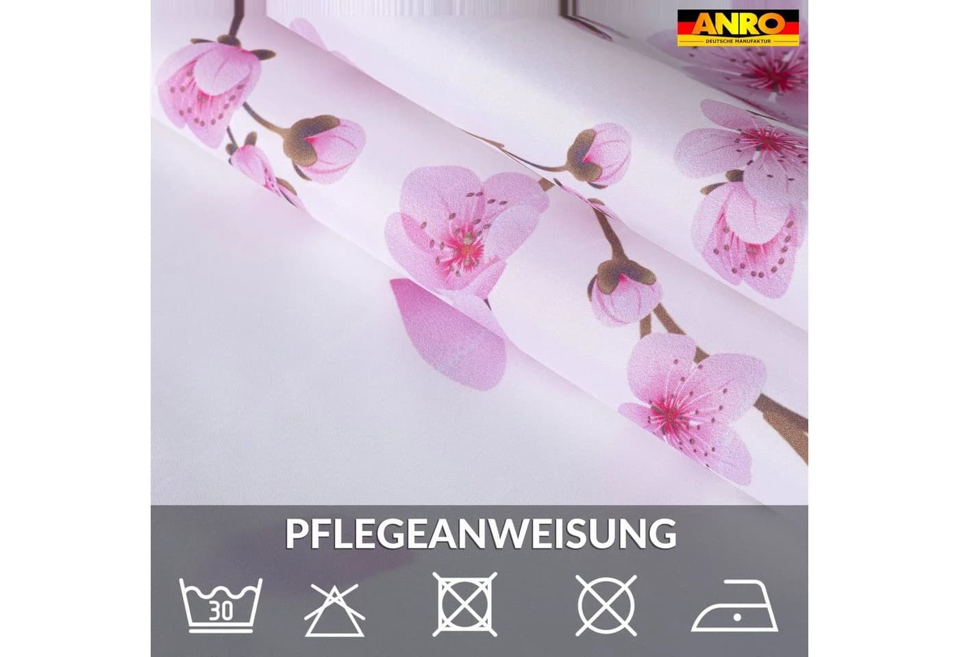 ANRO Duschvorhang FASTY Sakura Anti-Schimmel Polyester Rosa - Bild 5