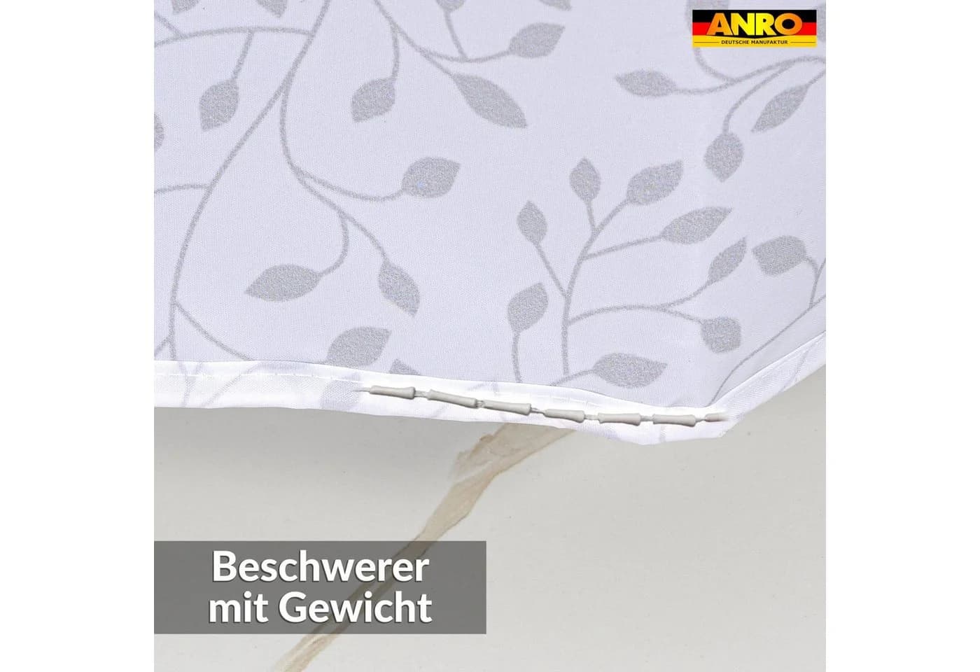 ANRO Duschvorhang FASTY Grau Blätter Anti-Schimmel Polyester - Bild 4