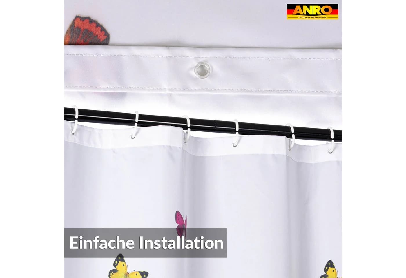 ANRO Duschvorhang Breite 120 cm Buntes Schmetterlinge-Motiv - Bild 3