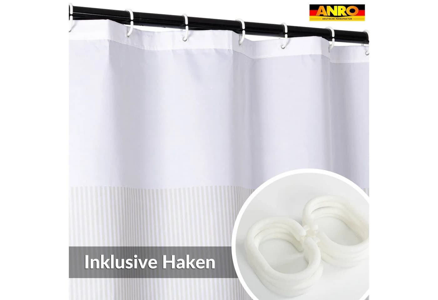 ANRO Duschvorhang FASTY Beige Polyester Anti-Schimmel