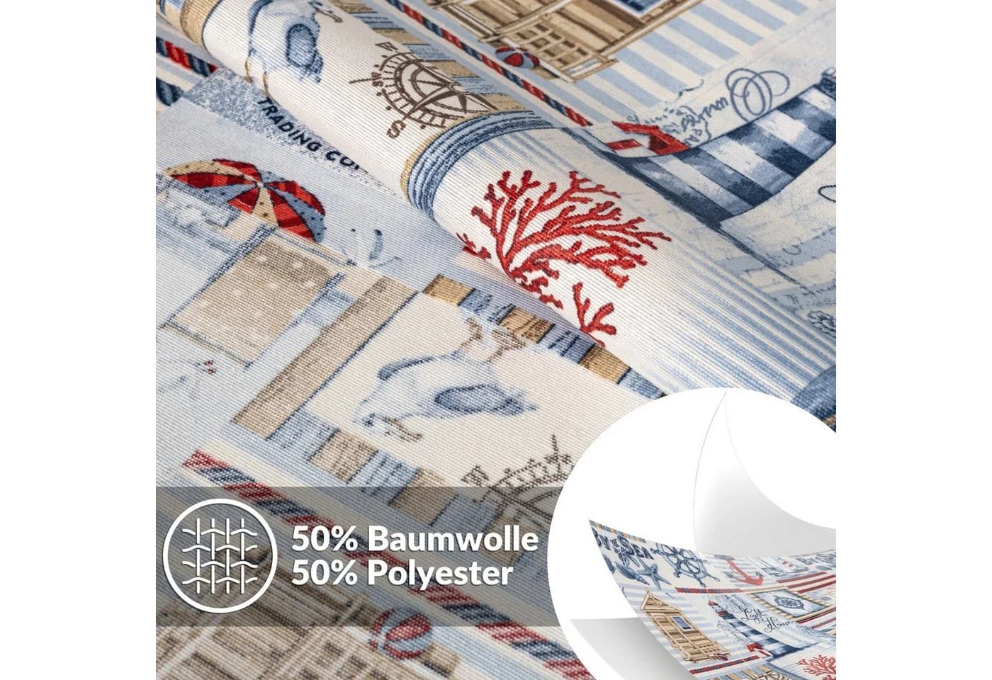 ANRO Tischdecke abwaschbar maritim Patchwork Rot