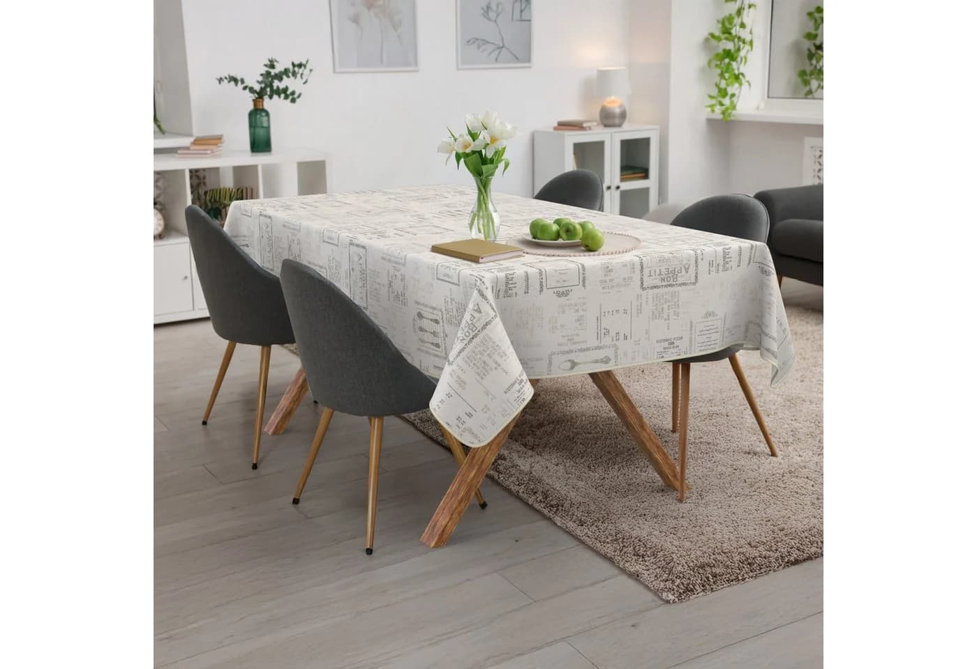 ANRO Tischdecke Wachstuch Grau Vintage abwaschbar