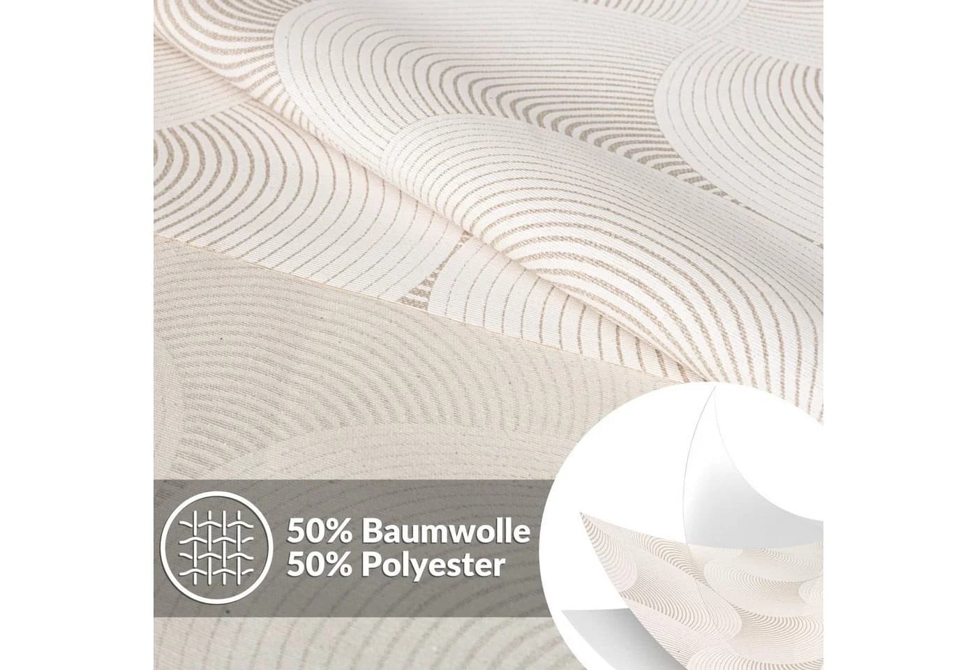 ANRO Tischdecke abwaschbar Baumwolle Polyester wasserabweisend Geometrie Beige