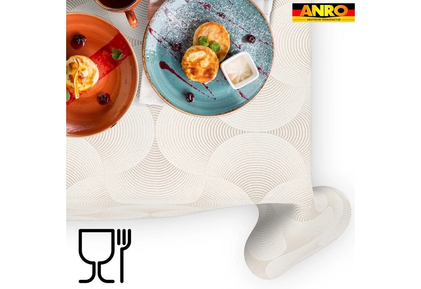ANRO Tischdecke abwaschbar Baumwolle Polyester wasserabweisend Geometrie Beige - Bild 4