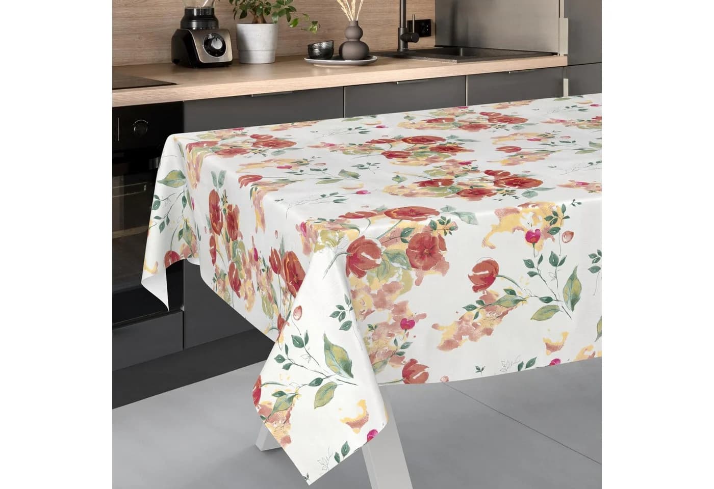 ANRO Wachstuch Tischdecke Mohnblumen Rot abwasbar